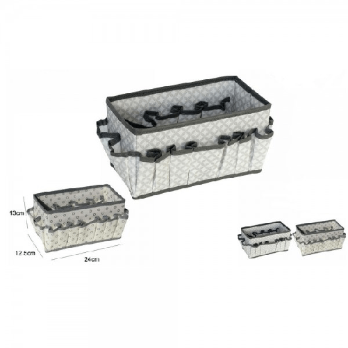 Portaoggetti Tessuto Organizer Contenitore Scatola Multitasche 24x12.5x13cm 53033a -