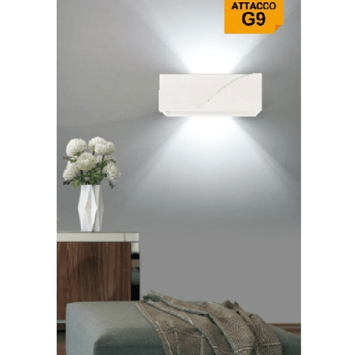 Trade Shop Traesio-applique In Gesso Rettangolare Intaglio Doppia Luce Led Attacco G9 Parete Gs-e78 -