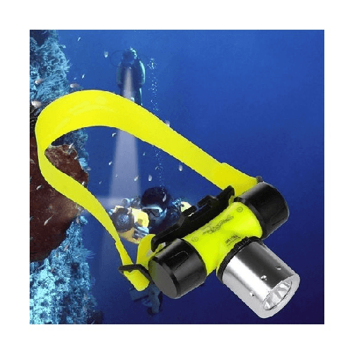 Torcia Lampada Frontale Fascio Luce Ampio Subacquea Led Pesca Grotte Waterproof -
