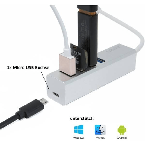 Trade Shop Traesio-ciabatta Usb Multipresa Hub Con 4 Porte Usb 3.0 + Micro Usb Per Pc E Laptop -