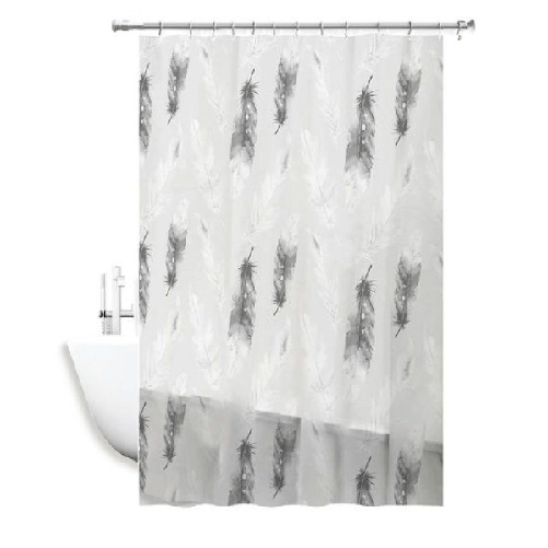 Trade Shop Traesio-tenda Doccia Impermeabile Tessuto Pvc 12 Ganci In Plastica Piume 180x220cm 69509 -