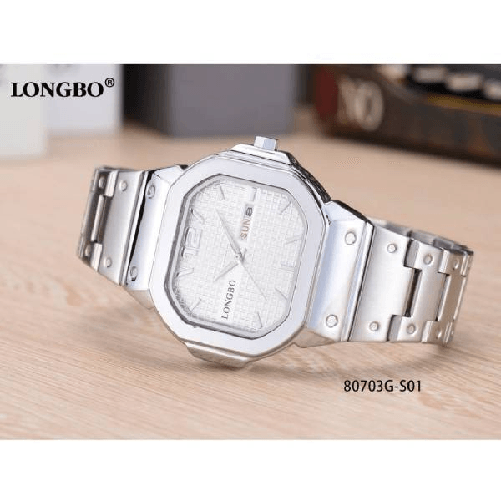 Trade Shop Traesio-orologio Polso Longbo 80703g Uomo Quarzo Data Analogico Acciaio Elegante Silver -