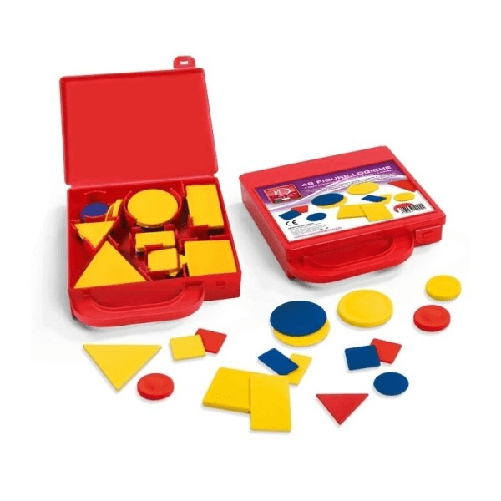 Set 48 Blocchi Gioco Didattici Valigetta Insegnare Forme Colori Geometria Scuola -