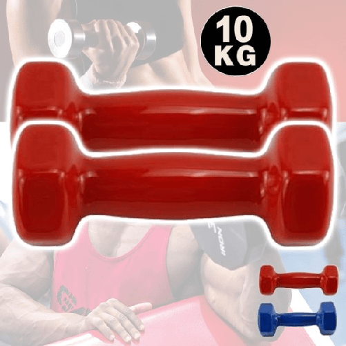 Trade Shop Traesio-coppia Di Manubri In Vinile Da 10 Kg Ognuno Manubri Pesi Palestra Bodybuilding -