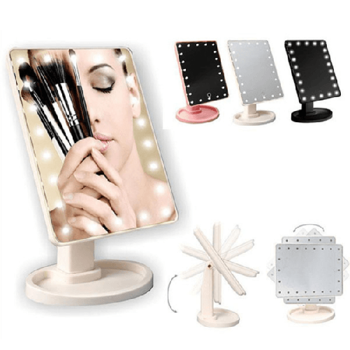 Trade Shop Traesio-specchio Trucco Luci 16 Led Girevole 360° Gradi Make Up Large Mirror -