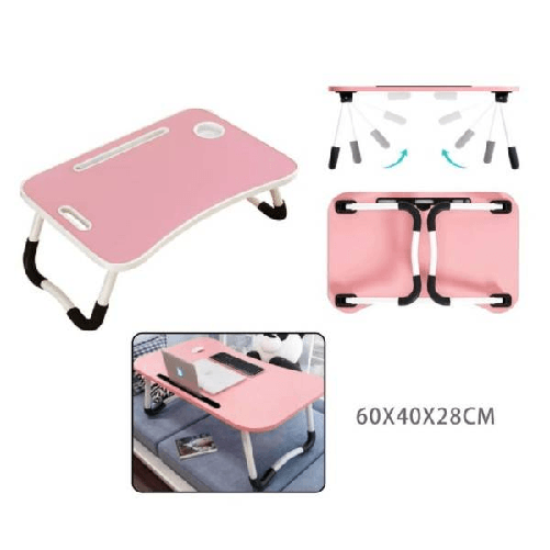 Trade Shop Traesio-tavolino Pieghevole Rosa Supporto Per Computer Portatile Laptop Salvaspazio Casa -