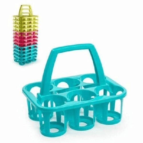Cestello Cestino Portabottiglie Bottiglie 6 Posti In Plastica Colorato -