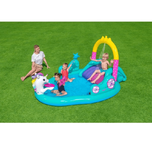 Play Center Magico Unicorno Piscina 274x198x137cm Scivolo Anelli Bacchetta 53097 -