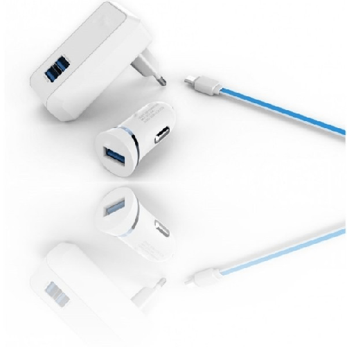 Trade Shop Traesio-3 In 1 Spina Alimentatore 2 Porte Usb Adattatore Android Samsung Huawei -