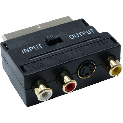Adattatore Convertitore Da Presa A Scart S Video Vhs A Rca Con Selettore In Out -