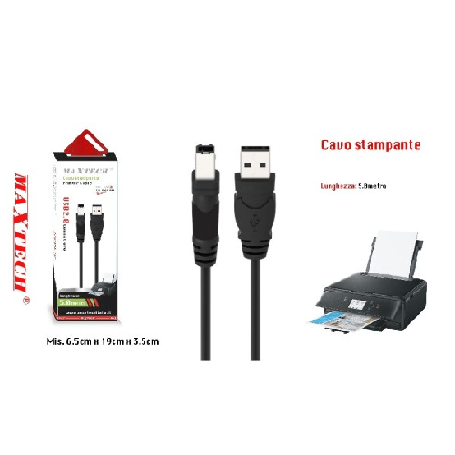 Trade Shop Traesio-cavo Usb 2.0 5 Mt Ad Alta Velocità Per Stampante Hard Disk Scanner A/b Maschio -