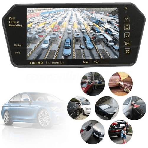 Trade Shop Traesio-specchietto Retrovisore Monitor 7'' Bluetooth Usb Sd Tft Mp5 Camera Auto -