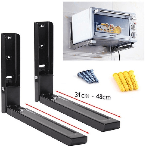 Coppia Staffe A Parete Per Sospensione Forno A Microonde 2 X Supporti Nero -