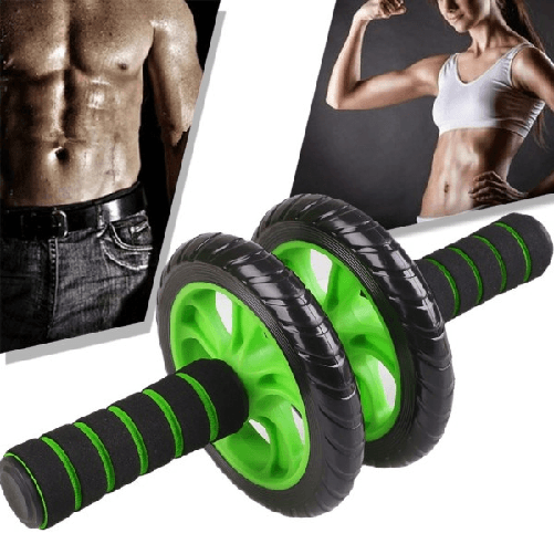 Doppia Ruota Per Allenamento Muscoli Addominali Con Tappetino Palestra Fitness -