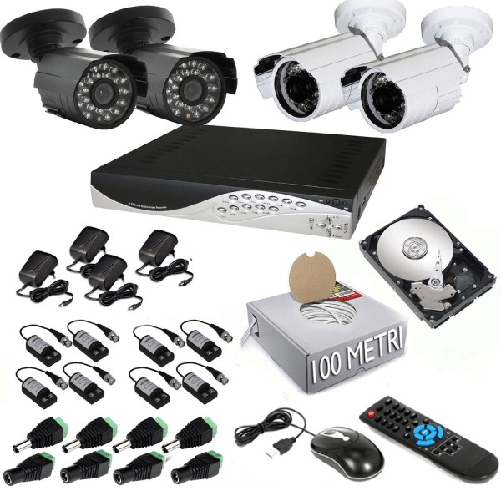 Trade Shop Traesio-kit Dvr 4 Telecamera 700 Tvl Videosorveglianza Lan Hd 500gb Balun Smartphone -