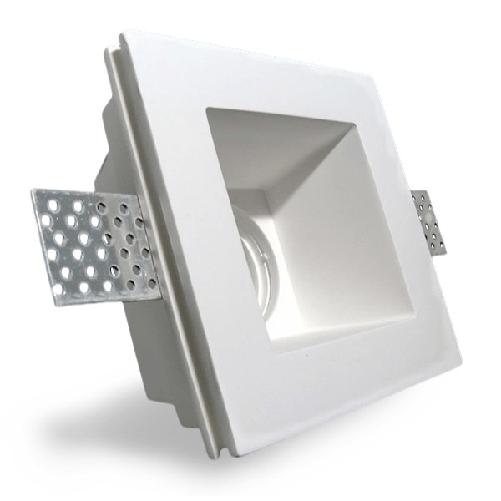 Trade Shop Traesio-porta Faretto Fisso In Gesso Ad Incasso Per Lampadine Gu10 Led Quadrato 12x12 Cm -