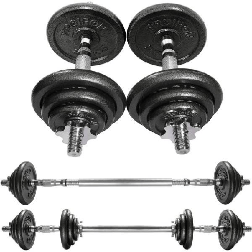 Trade Shop Traesio-set Di Manubri Regolabili Dumbbell Bilanciere 40 Kg Tot Regolabile Body Building -