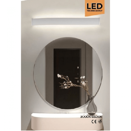 Trade Shop Traesio-applique Lampada Da Specchio Lineare Luce Up&down 3000k-6500k 18 Watt 51 Cm F11 -