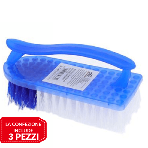 Trade Shop Traesio-3 Pz Spazzola Per Indumenti Bucato Setole Pulizia Casa Lavaggio Vestiti Scarpe -