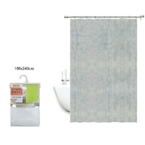 Trade Shop Traesio-tenda Doccia Antimuffa Impermeabile 180 X 240cm Con Anelli Bagno Bianca 2d 52132 -
