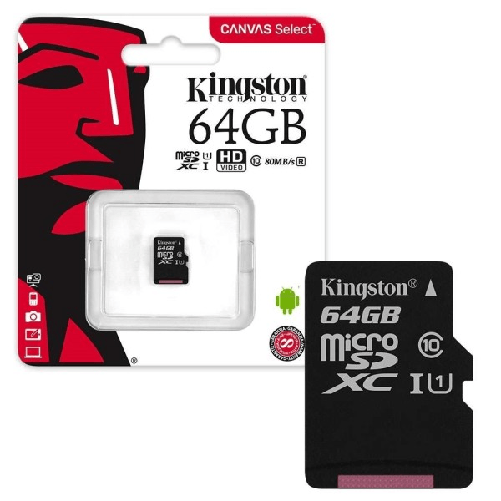 Kingston-kingston Micro Sd 64 Gb Classe 10 Microsd 80 Mb/s Canvas Scheda Memoria 64gb -