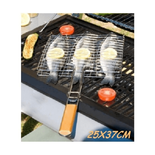 Griglia Barbecue Doppia 25x37cm Grill Antiaderente Fornacella Brace Pesce Carne -