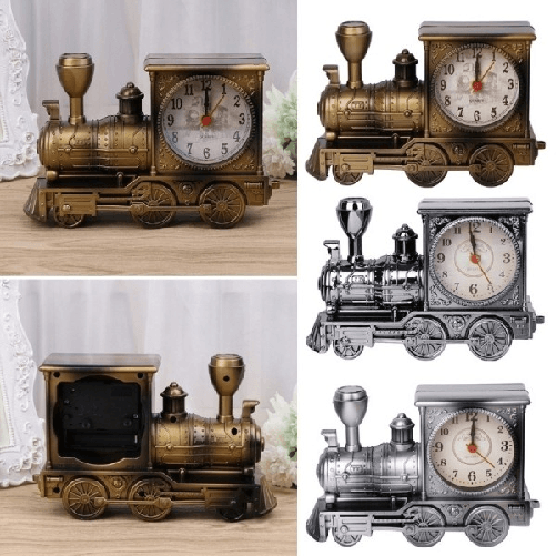 Orologio Sveglia Tavolo Forma Treno Train Locomotiva Analogica Allarme Casa -