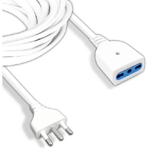 Cavo Prolunga Elettrica Da 7 Metri Con Spina Da 16a Presa Bipasso 10a 16a Bianco -