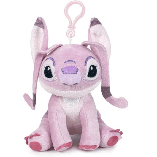 Trade Shop Traesio-portachiavi Stitch Angel Peluche Morbido Rosa Lilo & Stitch Con Clip Per Borsa -