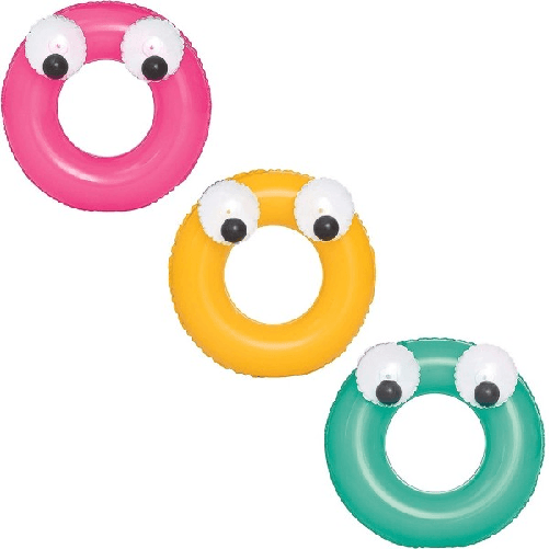 Ciambella Salvagente Gonfiabile Bambini 3-6anni Occhi Mobili 61cm 3 Colori 36114 -