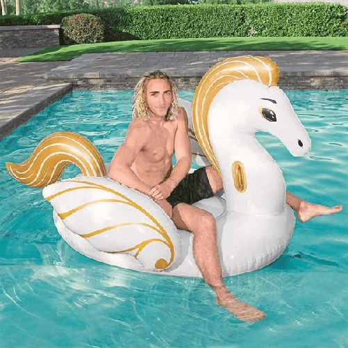 Cavallo Fashion Pegaso Cavalcabile Gigante 231 X 150 Cm Unicorno Bianco -