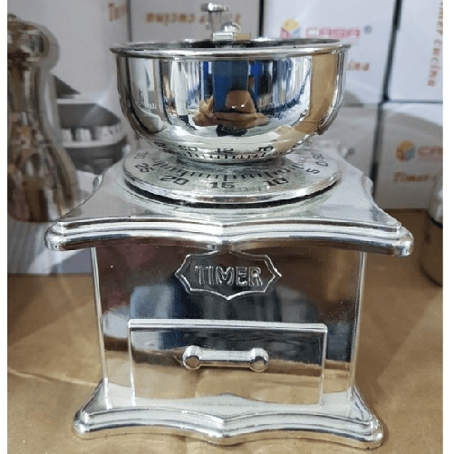 Trade Shop Traesio-timer Da Cucina Meccanico A Forma Di Macinacaffè Cromato Cottura Alimenti -