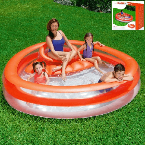 Trade Shop Traesio-piscina Gonfiabile Rotonda Con Seduta E Schienale 232 X 229 X 63 Cm Esterno -