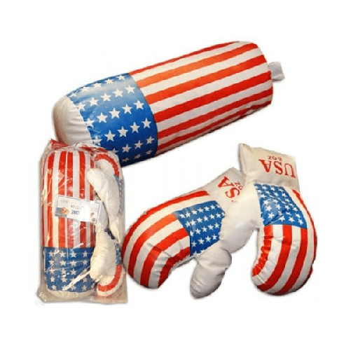 Trade Shop Traesio-kit Guantoni Box Pugile Bambino Allenamento Con Sacco Disegno Bandiera Americana -