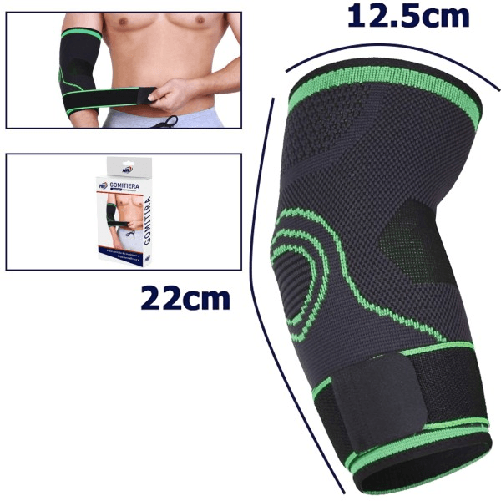 Trade Shop Traesio-coppia Gomitiera Fascia Elastica Supporto Per Gomito Sport Anallergico Verde -