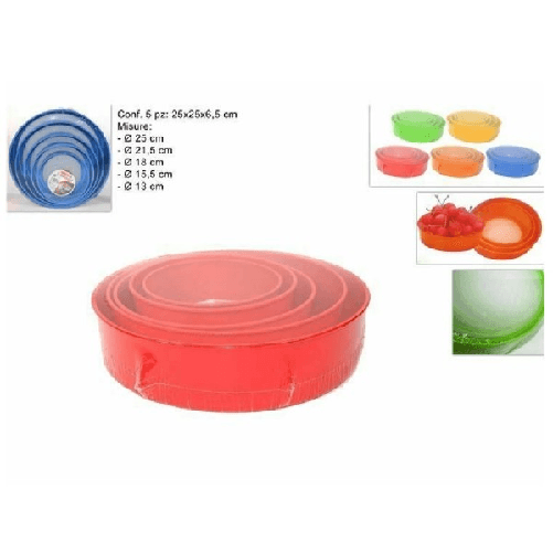 Set 5 Pz Colini Setacci Colorati Assortiti Cucina Passino Rotondi Da 13 A 25 Cm -
