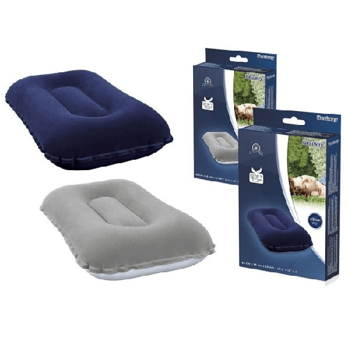Trade Shop Traesio-cuscino Gonfiabile Floccato Rettangolare 48x30cm Per Viaggi Campeggio Mare 67121 -