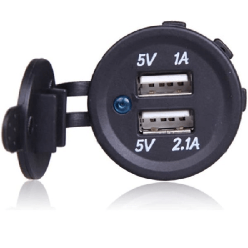 Trade Shop Traesio-presa Di Ricarica 1a 2.1a 12v Moto Impermeabile Doppia Porta Usb Atv Barca Auto -