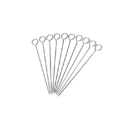 Trade Shop Traesio-set 10 Pz Spiedini In Acciaio Inox Per Barbecue Carne Pesce Frutta 35 Cm 6443204 -