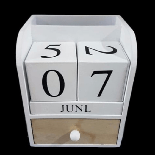 Portapenne Oggetti Con Cassetto Datario Legno Country Chic Design Arredo -