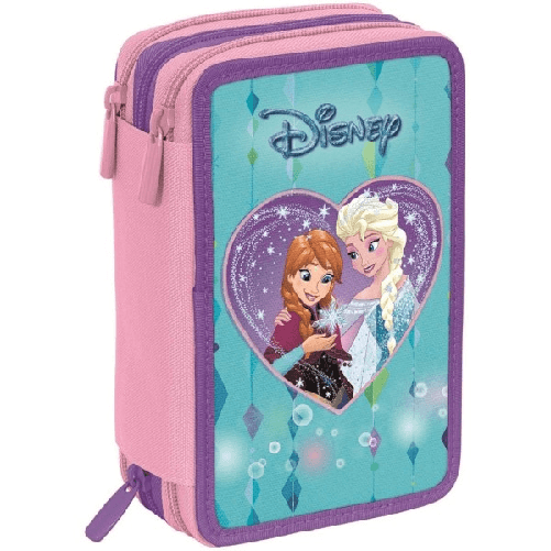 Astuccio Completo 3 Zip Frozen Elsa Anna Accessoriato Bambine Scuola -