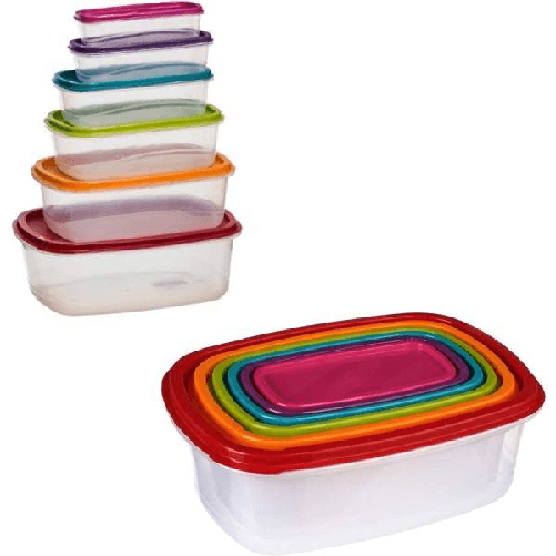 Set 6 Pz Contenitori Ermetici Con Coperchio Per Conservare Alimenti Rettangolari -