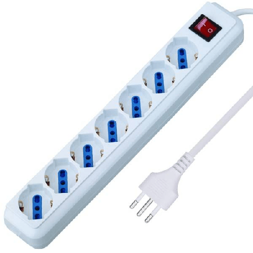 Trade Shop Traesio-multipresa Shuko Bipasso 10 E 16 Amp 6 Posti Ciabatta Elettrica Con Interruttore -