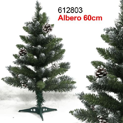 Trade Shop Traesio-albero Di Natale 60 Cm Verde Effetto Innevato Con Pigne Decorazioni Addobbi -