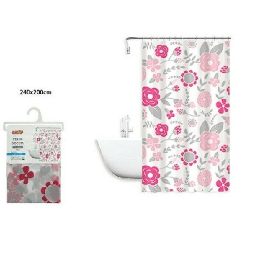 Cleafe-tenda Doccia Anti Muffa Fiori Impermeabile 240 X 200 Cm Con Anelli Bagno 79223 -