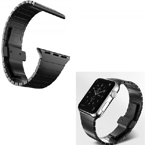 Trade Shop Traesio-cinturino Nero 38mm Catena Compatibile Con Iwatch Serie 3/2/1 Chiusura Farfalla -