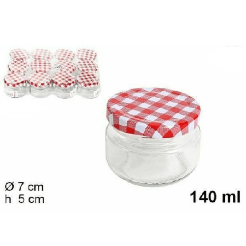 Set 12 Pezzi Contenitore Barattolo In Vetro Con Coperchio Barattolini 140ml -