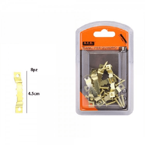 Trade Shop Traesio-set 8 Pezzi Ganci Dorati Per Quadri Quadro Cornici Appendere Parete 4.5cm 07517 -