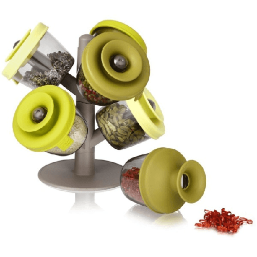 Contenitore Porta Spezie Organizer 6 Barattoli Pop Up Spice Rack Albero Vita -