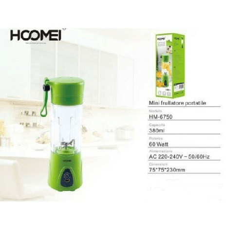 Trade Shop Traesio-mini Frullatore Portatile Frutta Verdura 0,38 Ml 60 Watt Cucina Hoomei Hm-6750 -